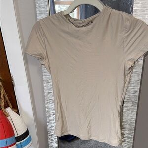 Abercrombie & Fitch Crew Neck Tee in Light Beige
